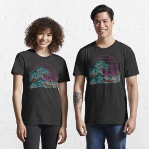 Great Neon Wave - Great Wave Off Kanagawa - Vintage - Retrowave - 80s Aesthetic T-Shirt