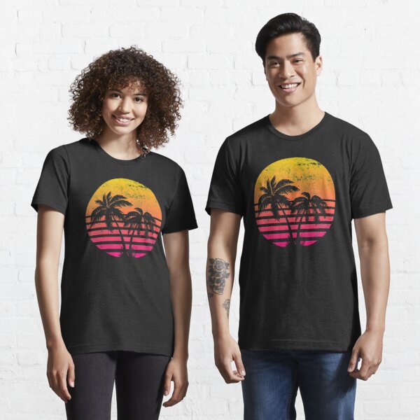 Retrowave Sunset With Palm Trees Aesthetic T-Shirt