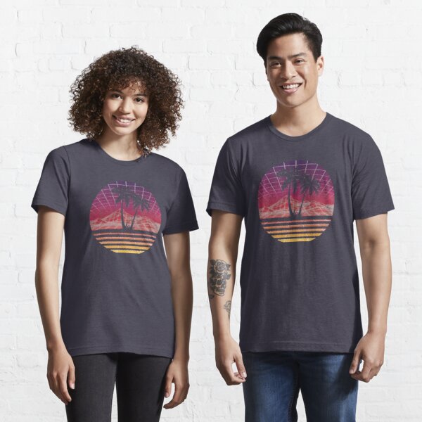 Modern Retro 80s Outrun Sunset Palm Tree Silhouette - Original Aesthetic T-Shirt