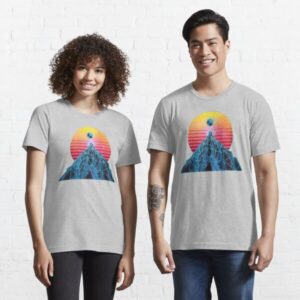 Synthwave Wire frame Mountain Aesthetic T-Shirt